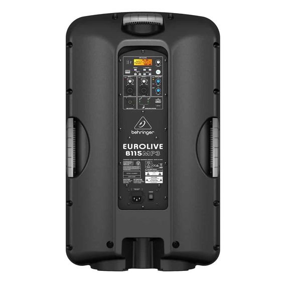 BEHRINGER B115MP3 Акустическая система активная, 2-х полосная, 15", 1000Вт, усилитель класса D, встроенный микшер, порт для подключения беспроводного радиомикрофона, МР3 плеер B115MP3