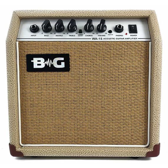 B&G WA15 Усилитель гитарный комбо акустический, 15 Вт, 6,5", Input, Bass, Middle, Treble, Chorus S\W, Chorus, Volume, Mp3 IN, Phones