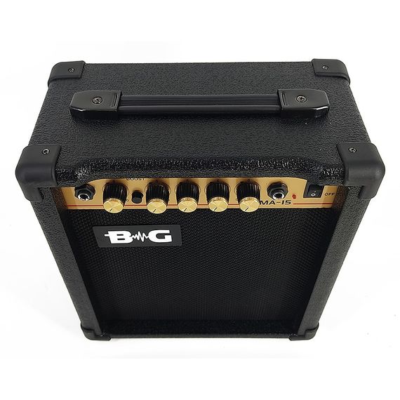 ​BG MA15 Усилитель гитарный комбо, 15 Вт, 6,5",Overdrive, Input, Drive S/W, Volume, Treble, Middle, Bass, Headphone ,MP3 Input