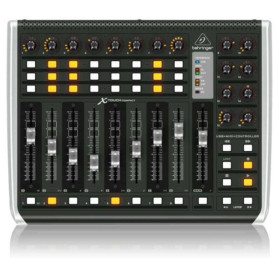BEHRINGER X-TOUCH COMPACT универсальный MIDI контроллер, 9 моторизованных фейдеров, подключение - USB/MIDI