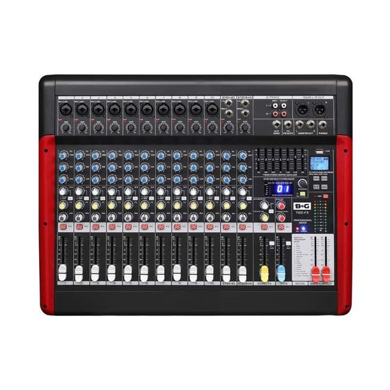 BG T122-FX представляет собой компактный 14-канальный микшерный пульт для живых концертов и студийного применения.
