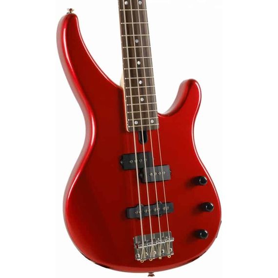 YAMAHA TRBX174 RED METALLIC бас-гитара, корпус - ольха, гриф - клен, накладка на гриф - палисандр, 24 лада, 2 звукоснимателя P/J-style, хромированные колки/бридж, цвет красный