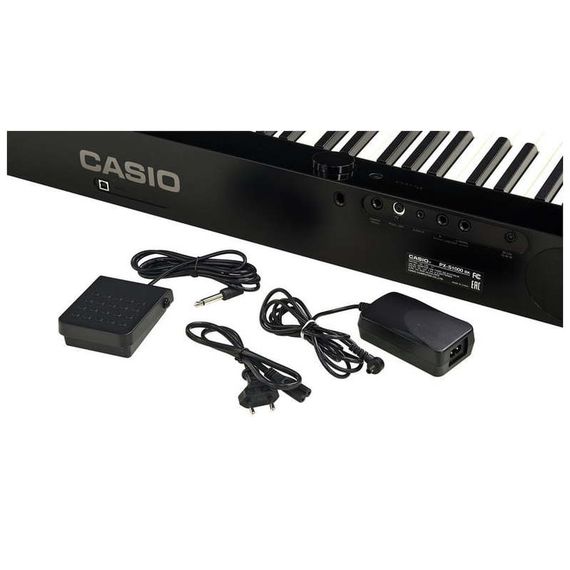 CASIO PX-S1000BK цифровое фортепиано, 88 клавиш рояльного типа, 5 уровней чувствительности клавиатуры, полифония 192 ноты, 18 тембров, 6 эффектов, метроном. Линейный вход, USB Type B, выход на наушники x 2, линейный выход x 2