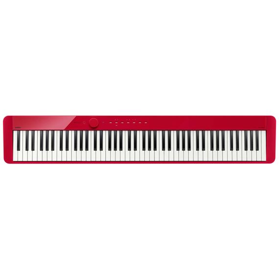 CASIO PX-S1000RD цифровое фортепиано, 88 клавиш рояльного типа, 5 уровней чувствительности клавиатуры, полифония 192 ноты, 18 тембров, 6 эффектов, метроном. Линейный вход, USB Type B, выход на наушники x 2, линейный выход x 2