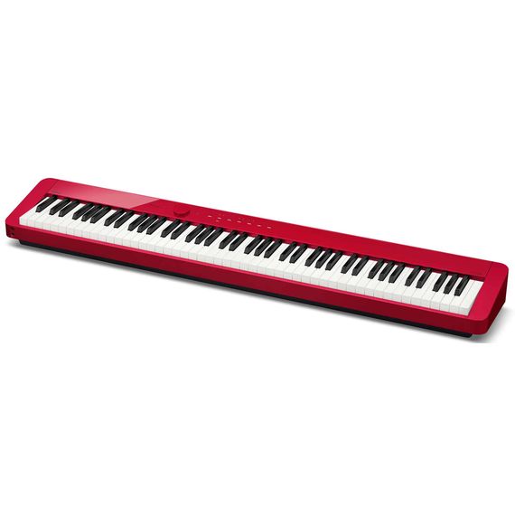 CASIO PX-S1000RD цифровое фортепиано, 88 клавиш рояльного типа, 5 уровней чувствительности клавиатуры, полифония 192 ноты, 18 тембров, 6 эффектов, метроном. Линейный вход, USB Type B, выход на наушники x 2, линейный выход x 2