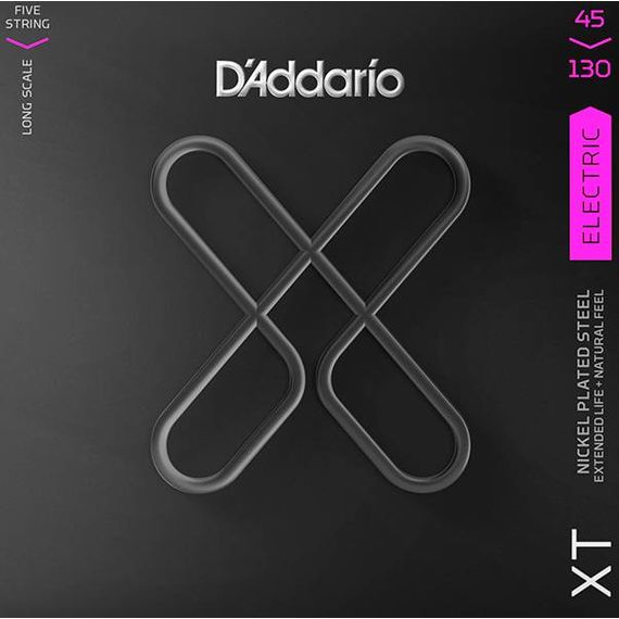 D'ADDARIO XTB45130 XT Комплект струн для 5-струнной бас-гитары, никелированные, 45-130, с покрытием
