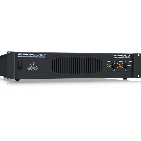 BEHRINGER EP4000 усилитель 2-канальный. Мощность (на канал): 2000Вт•2Ω, 1400Вт•4Ω, мост 4000Вт•4Ω, клеммный зажим+Speakon