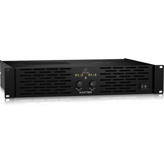 BEHRINGER KM750 усилитель 2-канальный. Мощность (на канал): 400Вт•4Ω, 200Вт•8Ω, мост 750Вт•4Ω, XLR/Jack/RCA, клеммный зажим+Speakon, лимитер
