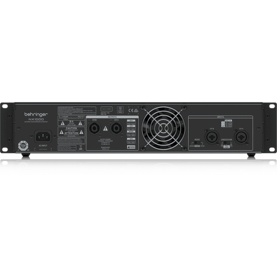 BEHRINGER NX1000 усилитель 2-канальный. Мощность пик. 2 x 500Вт•2Ω/300Вт•4Ω/160Вт•8Ω, мост 1000Вт•4Ω/620Вт•8Ω, Speakon/комбо-XLR, кроссовер