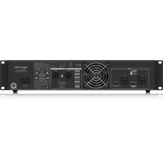 BEHRINGER NX3000 усилитель 2-канальный. Мощность пик. 2 x 1500Вт•2Ω/900Вт•4Ω/440Вт•8Ω, мост 3000Вт•4Ω/1500Вт•8Ω, Speakon/комбо-XLR, кроссовер