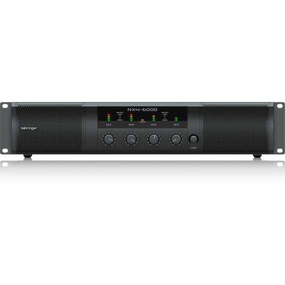 BEHRINGER NX4-6000 усилитель 4-канальный. Мощность пик. 4 x 1600Вт•2Ω/860Вт•4Ω/440Вт•8Ω, мост 2x3000Вт•4Ω/1600Вт•8Ω, , Speakon/комбо-XLR, кроссовер