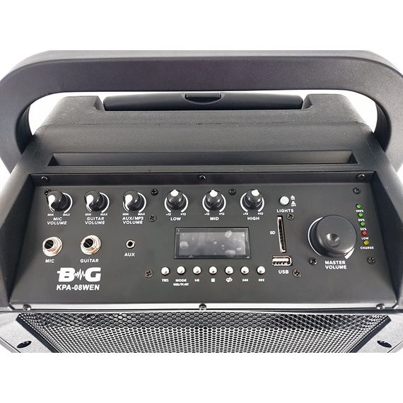 BG KPA-08WEN Акустическая система, переносная, аккумулятор,  60Вт, класс D, 8"+1", USB,  MP3, SD, BT, Led подсветка