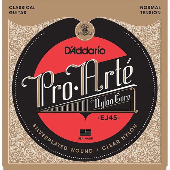 D'ADDARIO EJ45 Набор 6 струн для гитары классик нейлон-серебро NT 028-043