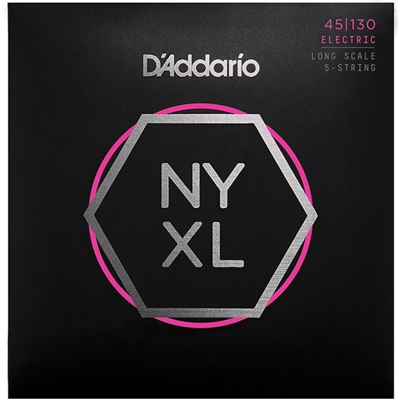 D'ADDARIO NYXL45130 NYXL Комплект струн для 5-струнной бас-гитары, Long Scale, Reg Light, 45-130