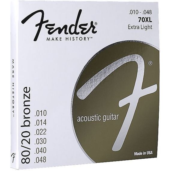 FENDER STRINGS NEW ACOUSTIC 70XL 80/20 BRNZ BALL END 10-48 струны для акустической гитары, бронза