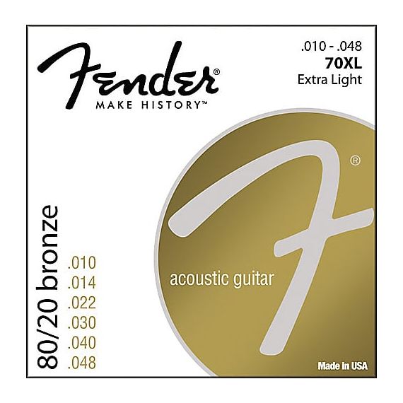 FENDER STRINGS NEW ACOUSTIC 70XL 80/20 BRNZ BALL END 10-48 струны для акустической гитары, бронза