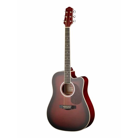NARANDA DG220CWRS Акустическая гитара с вырезом 41", верхняя дека - ель, задняя дека - катальпа, гриф 43мм - красное дерево, накладка грифа - палисандр, бридж - палисандр, мензура 650мм, колковая механика - литая хромированная, цвет - темно-вишневый санберст