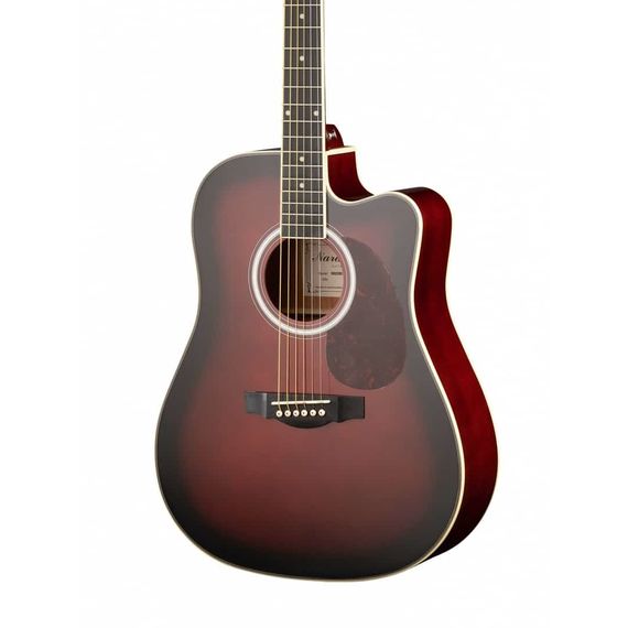 NARANDA DG220CWRS Акустическая гитара с вырезом 41", верхняя дека - ель, задняя дека - катальпа, гриф 43мм - красное дерево, накладка грифа - палисандр, бридж - палисандр, мензура 650мм, колковая механика - литая хромированная, цвет - темно-вишневый санберст