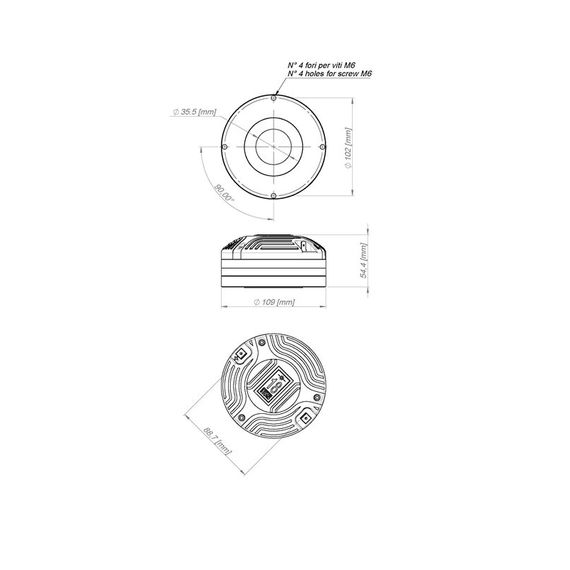 EIGHTEEN SOUND ND3T/8 ВЧ драйвер, 1,4’’ Магнит неодим Импеданс 8 Ом Мощность 110 Вт Continuous Power Чувствительность 112 дБ Частотный диапазон 800...20000 Гц