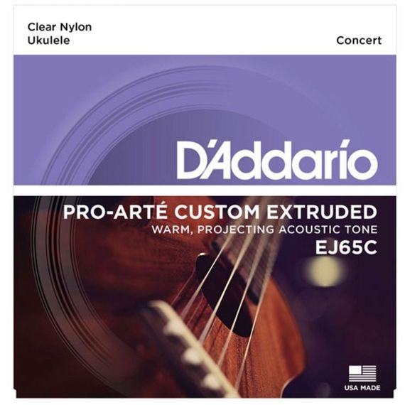 ​D'ADDARIO EJ65C Комплект струн для концертного укулеле, прозрачный нейлон