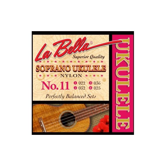 LA BELLA 11-SOPRANO Комплект струн для укулеле сопрано, нейлон, толщины струн: 022-032-036-025