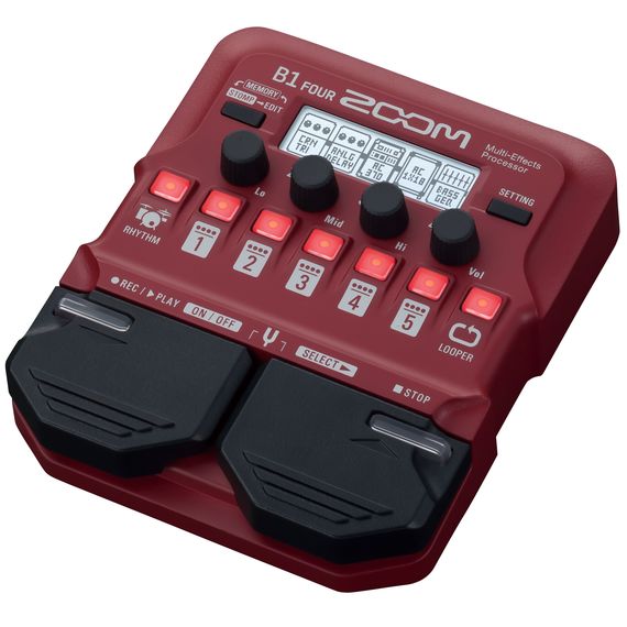 ZOOM B1 FOUR Басовый процессор мультиэффектов.Количество эффектов одновременно: 5.Пользовательских патчей: 50
