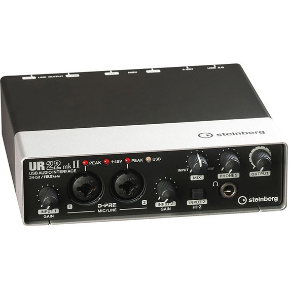 STEINBERG UR22MKII Аудио-интерфейс 24бит/192кГц, 2х2 1/4` TRS Jack аналоговых входа/выхода, 2 XLR микрофонных входа
