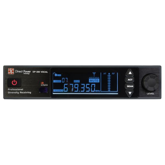 DIRECT POWER 200 VOCAL вокальная радиосистема с ручным металлическим передатчиком и ЖК-дисплеем, переключаемые частоты, использование до 10 систем в одном частотном диапазоне, две внешние антенны на приемнике (диверситивные системы),