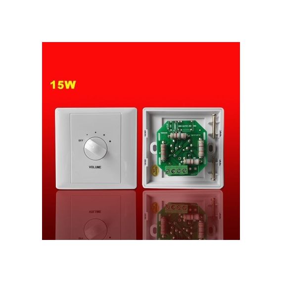 MEGAVOX TC-15 Аттенюатор,  15 Вт, 70/100 В, 5 положений, врезной монтаж, 86х86х40 мм, пластик белог