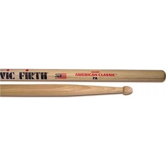 VIC FIRTH 7A Палочки барабанные 7A с деревянным наконечником, материал - гикори, длина 15 1/2`, диаметр 0,540`, серия American Classic
