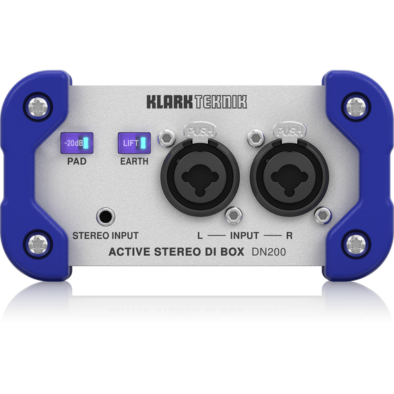 KLARK TEKNIK DN200 V2 DI-BOX двухканальный активный с трансформаторной развязкой, параллельные входы Mini-Jack, XLR-Combo Jack, выходы XLR