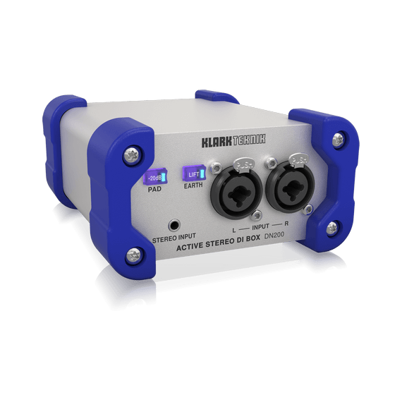 KLARK TEKNIK DN200 V2 DI-BOX двухканальный активный с трансформаторной развязкой, параллельные входы Mini-Jack, XLR-Combo Jack, выходы XLR