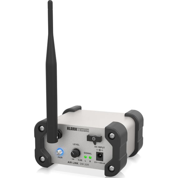KLARK TEKNIK DW 20R приёмник стерео 2,4 ГГц, регулировка уровня, выходы Jack и XLR, радиус 30 метров, крепление на стену