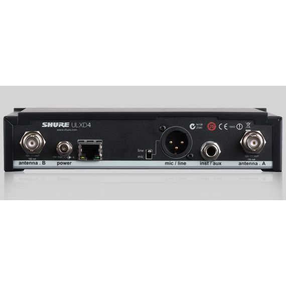 SHURE ULXD4E=-G51 цифровой одноканальный приемник 470-534 МГц, съемные антенны, крепление в рек. Черный