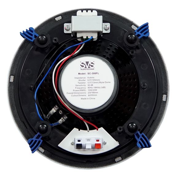 SVS Audiotechnik SC-306FL Громкоговоритель потолочный безрамочный 6.5", 10/20 Вт, 8 Ом, 70/100В, 92дБ, 80-18000Гц, монтажное отверстие диам 200мм, габариты: диаметр 230мм, высота 88мм