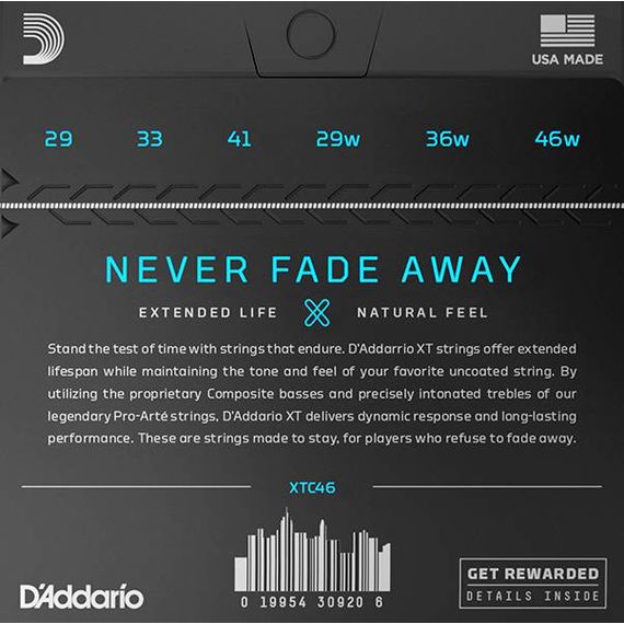 D'ADDARIO XTC46 Комплект струн для классической гитары, посеребр., сильное натяжение, с покрытием