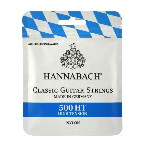 HANNABACH 500HT Silver-Plated, сильное натяжение Нейлоновые струны на классическую гитару чистый нейлон + посеребренная медная обмотка.