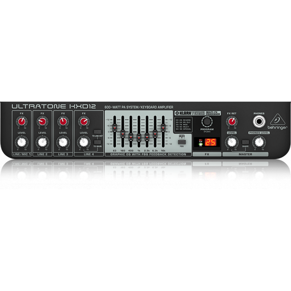 BEHRINGER KXD12 клавишный комбоусилитель 600Вт, 4 канала, 12", KLARK TEKNIK FX