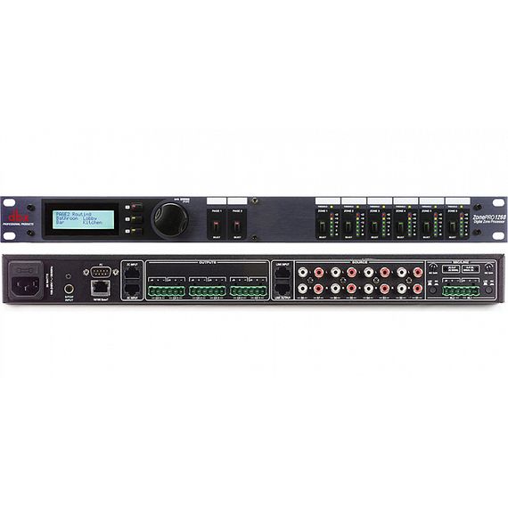 DBX 1260 аудио процессор для многозонных систем. 12 входов - 2 балансных мик/лин Phoenix, 8 RCA, S/P