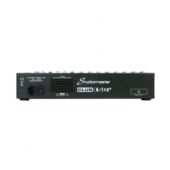 STUDIOMASTER CLUB XS12+ Компактный микшер. 8 микрофонных, 2 стерео входа. 3-х полосный эквалайзер. Обрезной фильтр и компрессор на микрофонных каналах. USB/SD mp3 проигрыватель/рекордер. Bluetooth. Высококачественные DSP эффекты.