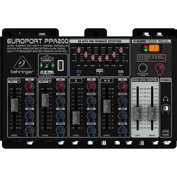 Behringer PPA200 Система звукоусиления портативная 2*75 Вт, 5 каналов