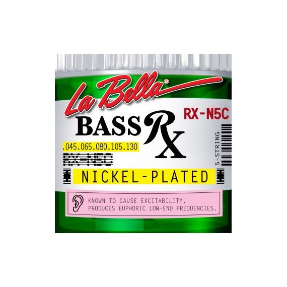 LA BELLA RX-N5C RX Nickel Комплект струн для 5-струнной бас-гитары, никелированные, 45-130