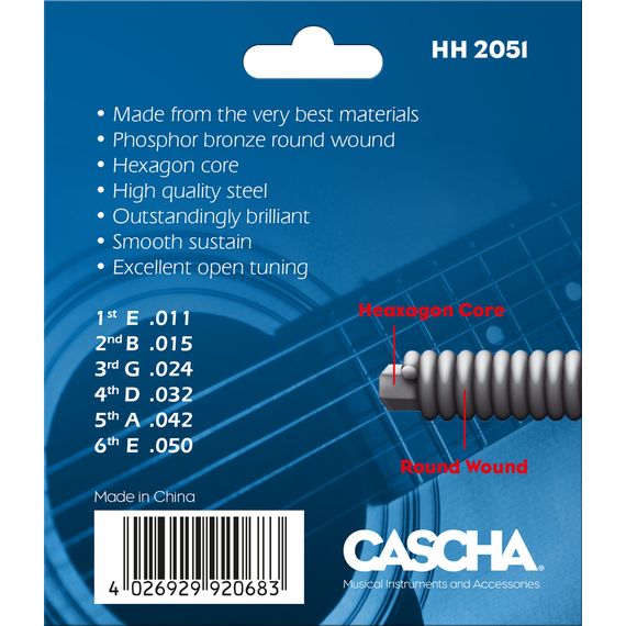 CASCHA HH-2051 Комплект струн для акустической гитары, фосфорная бронза, 11-50