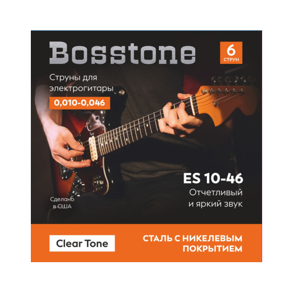 BOSSTONE Clear Tone ES 10-46 Струны для электрогитары сталь с никелевым покрытием калибр 0.010-0.046
