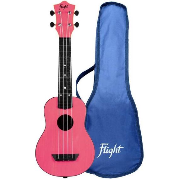 FLIGHT TUS-35 PK укулеле Travel, сопрано, верхняя дека липа, копус пластик, цвет розовый. Чехол в комплекте