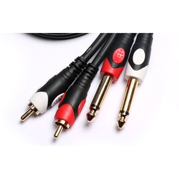 STOREMUSIC AP-263/1.5 аудиокабель Premier 2xJack 6.3 - 2xRCA , 2-моно-штекера 6.3мм(TS) на 2RCA штекера - 1.5 метра, черный