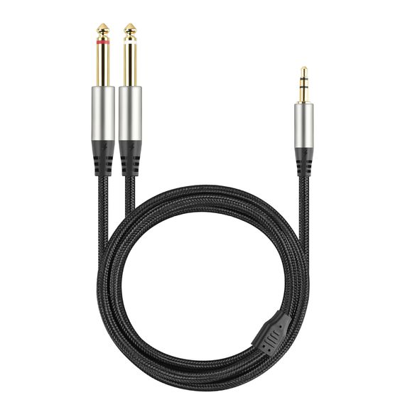 UGREEN AV126/1.5 Кабель готовый, JACK stereo 3.5mm - 2 x JACK mono 6.3mm, длина 1,5 метра