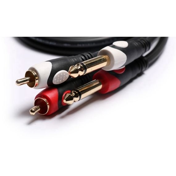 STOREMUSIC AP-263/1.5 аудиокабель Premier 2xJack 6.3 - 2xRCA , 2-моно-штекера 6.3мм(TS) на 2RCA штекера - 1.5 метра, черный