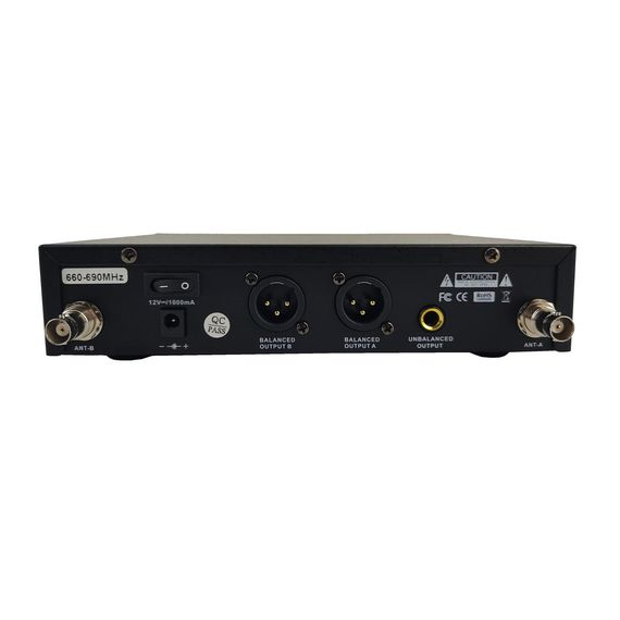 ​BG EX-200 Радиосистема вокальная, UHF 600-690MHz, PLL, 100*2 предустановленных канала, LCD экран, 2 ручных микрофона
