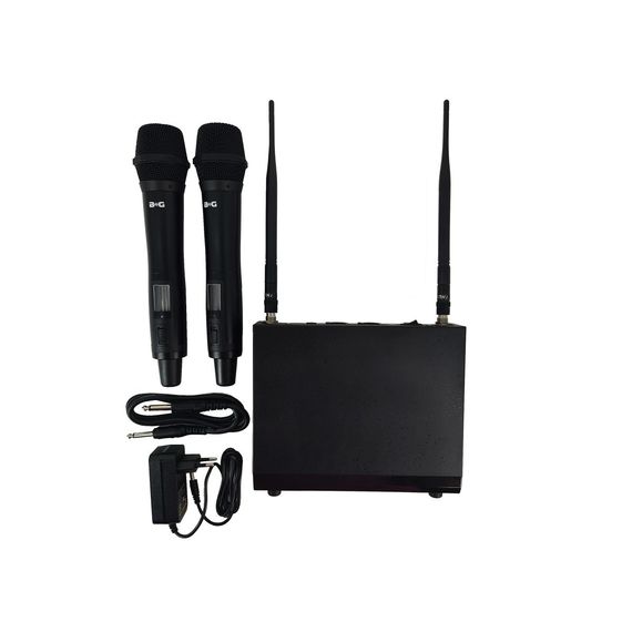 ​BG EX-200 Радиосистема вокальная, UHF 600-690MHz, PLL, 100*2 предустановленных канала, LCD экран, 2 ручных микрофона